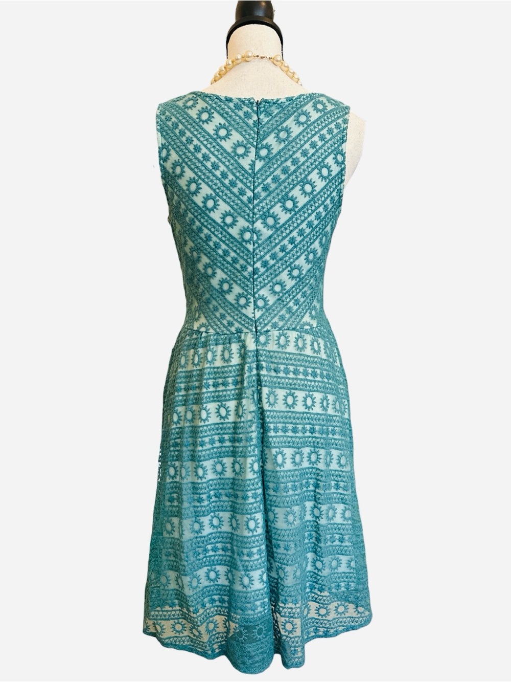Altar’d State Teal Lace Fit & Flare Dress Sleeveless Boho Chic Medium - Picture 3 of 9